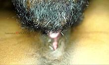 Hairy pussy gets licked and cummed on